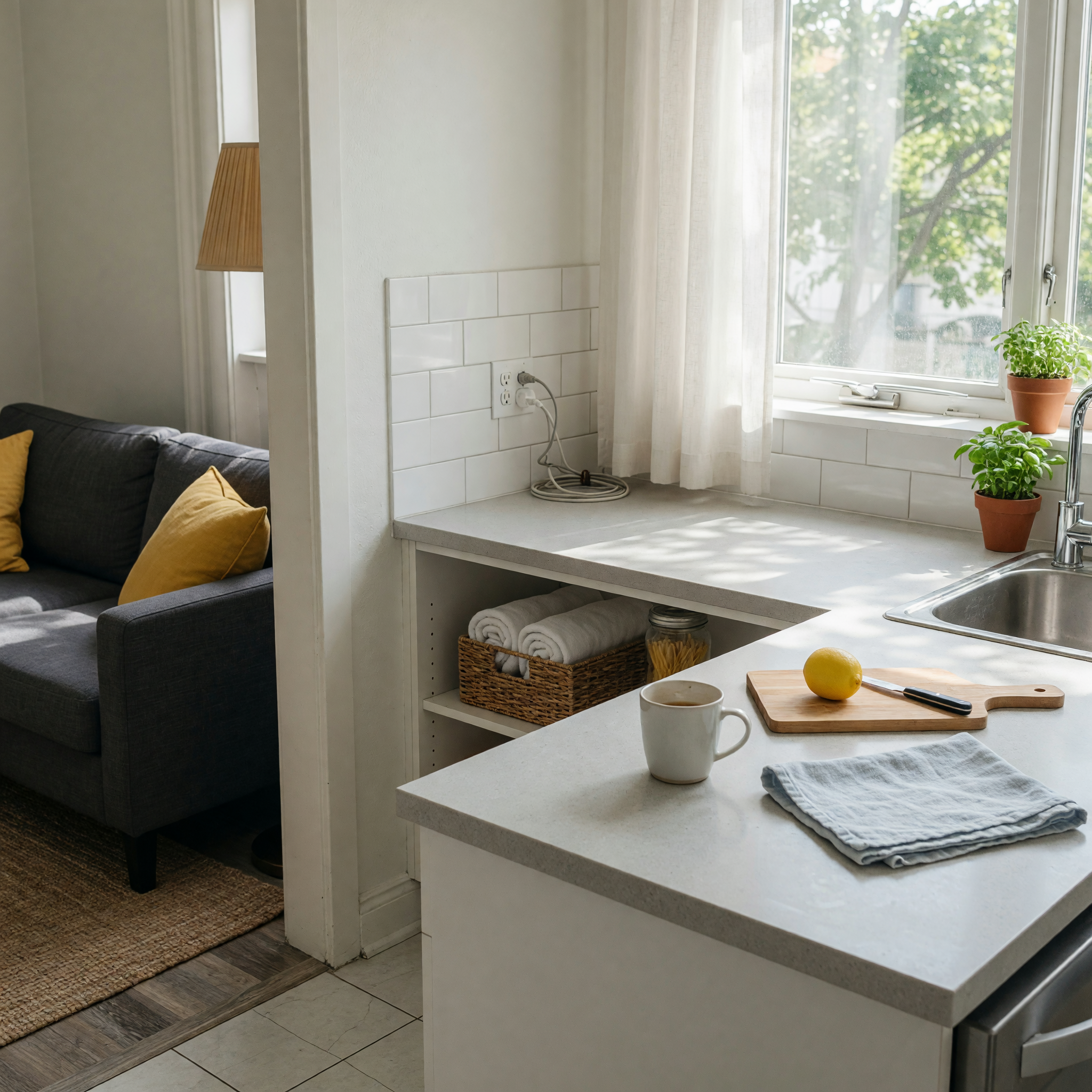 Modern apartment interior with natural light