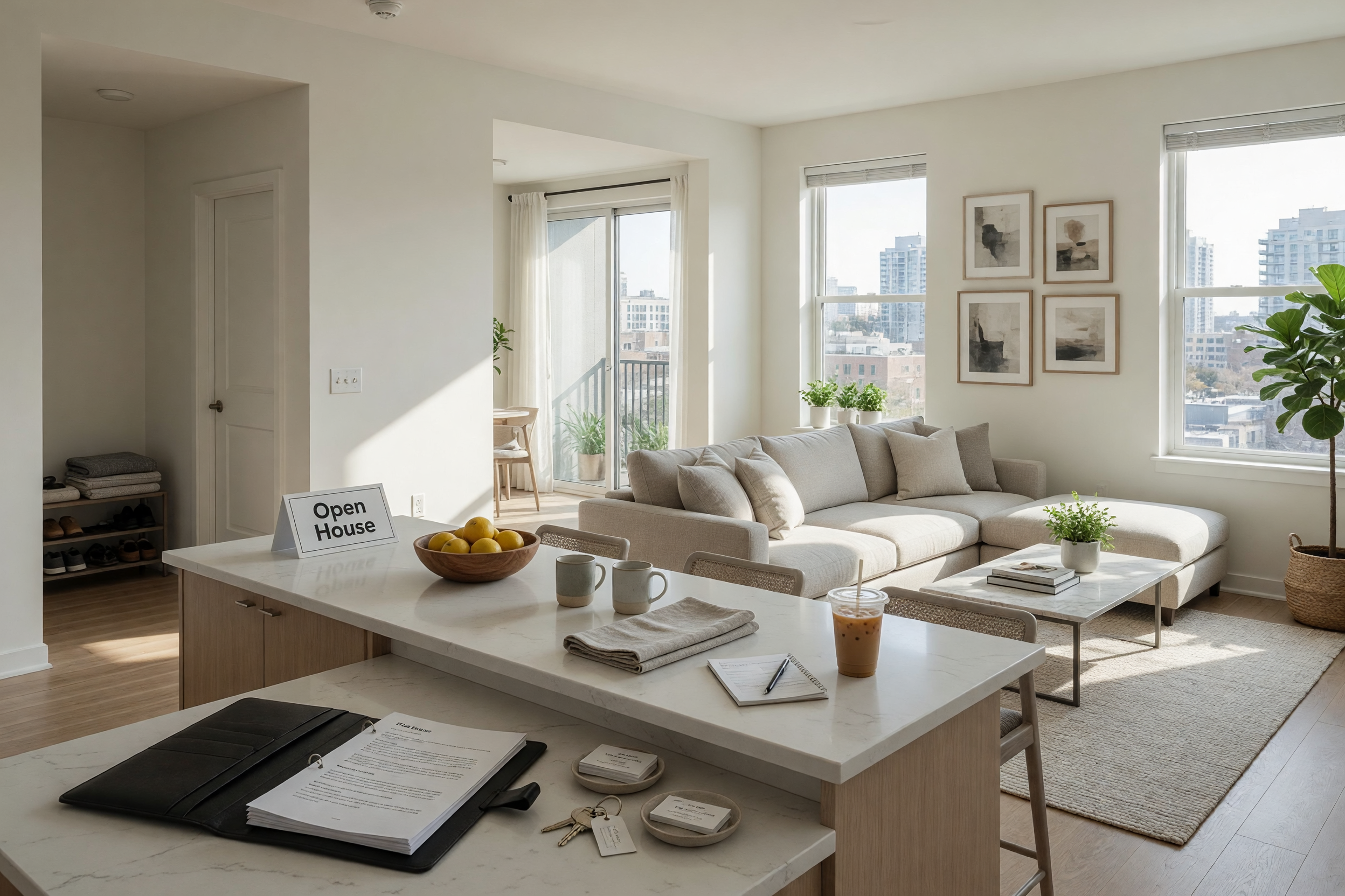 Bright modern apartment interior with natural light