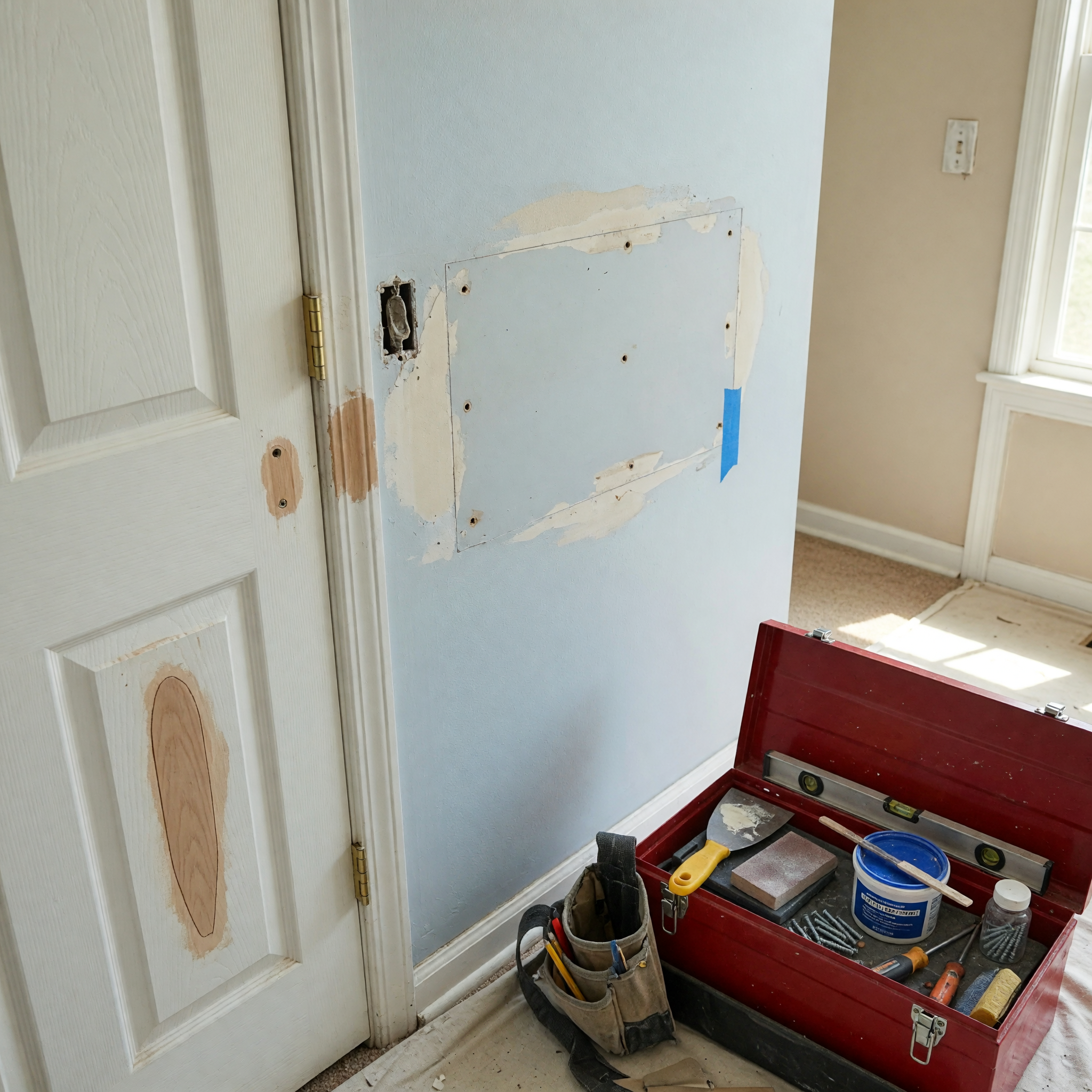 A local handyman job with finished repairs and organized tools