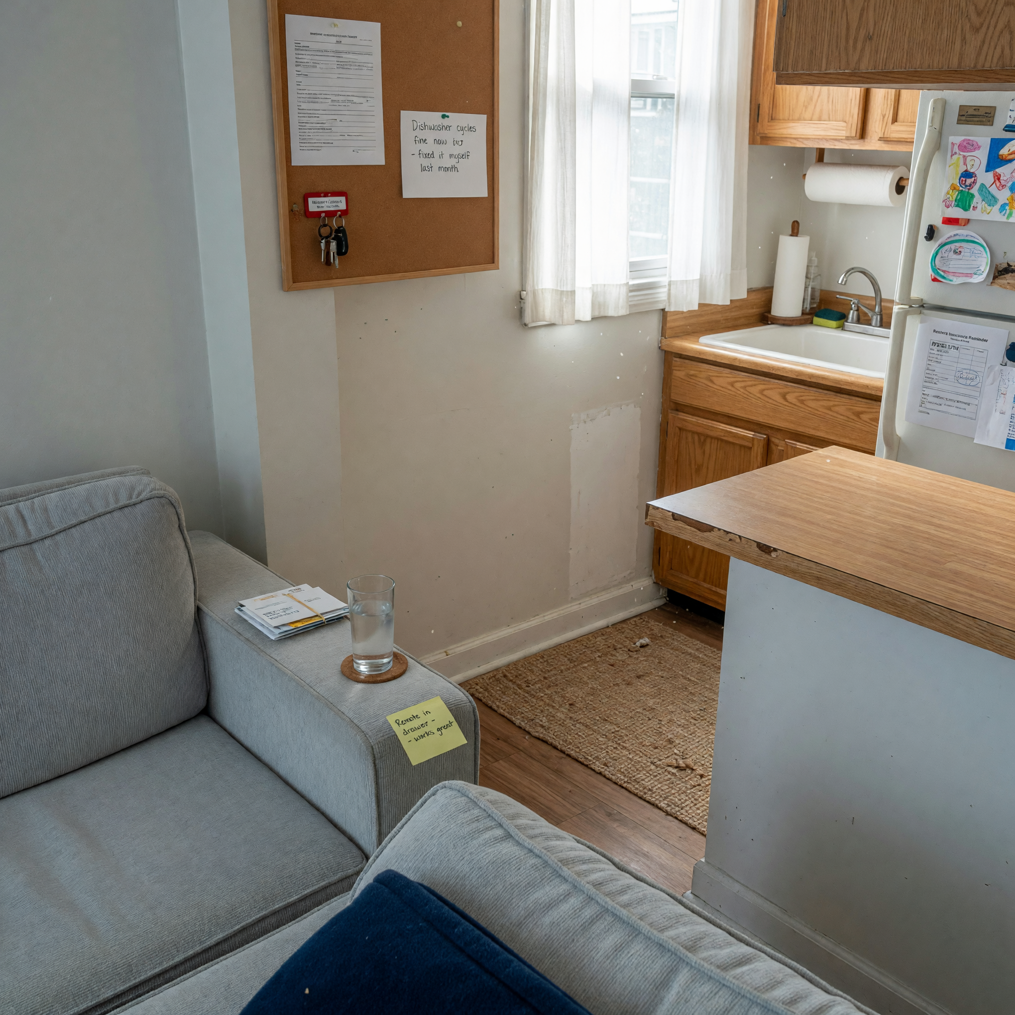 Apartment living room and kitchen with a clean owner-listing look