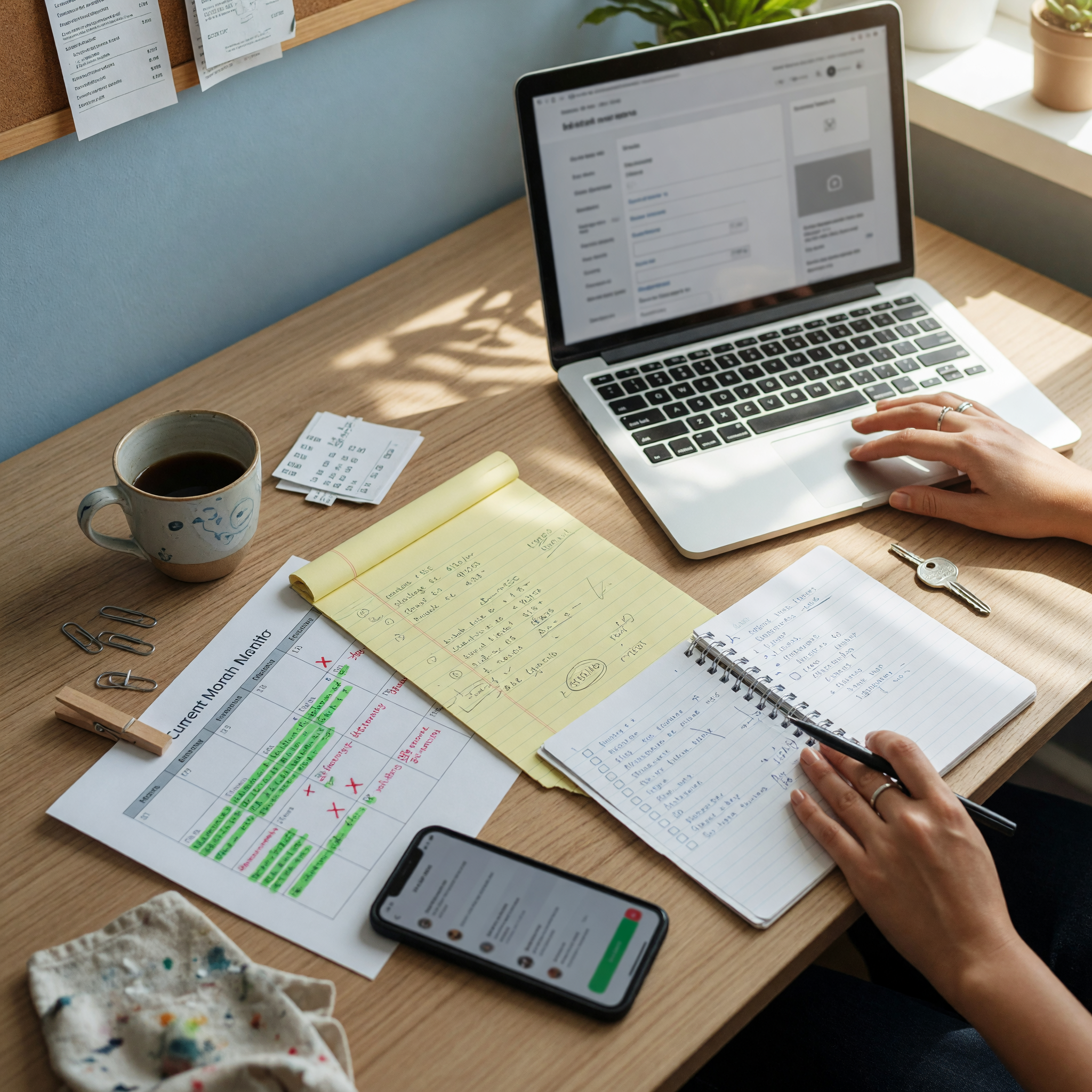 Freelancer preparing a local service listing with pricing notes and availability