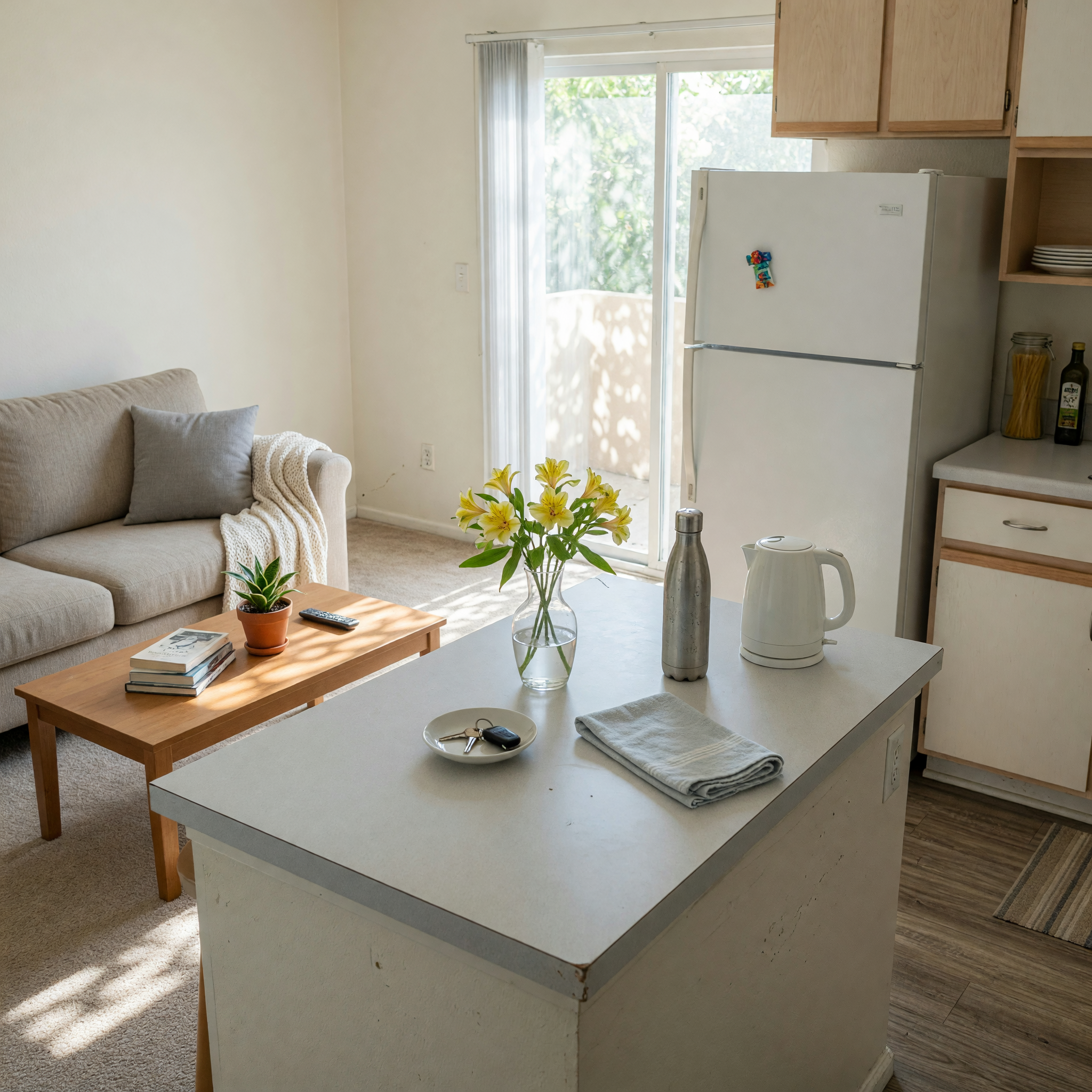 Bright apartment living room and kitchen in Glendale