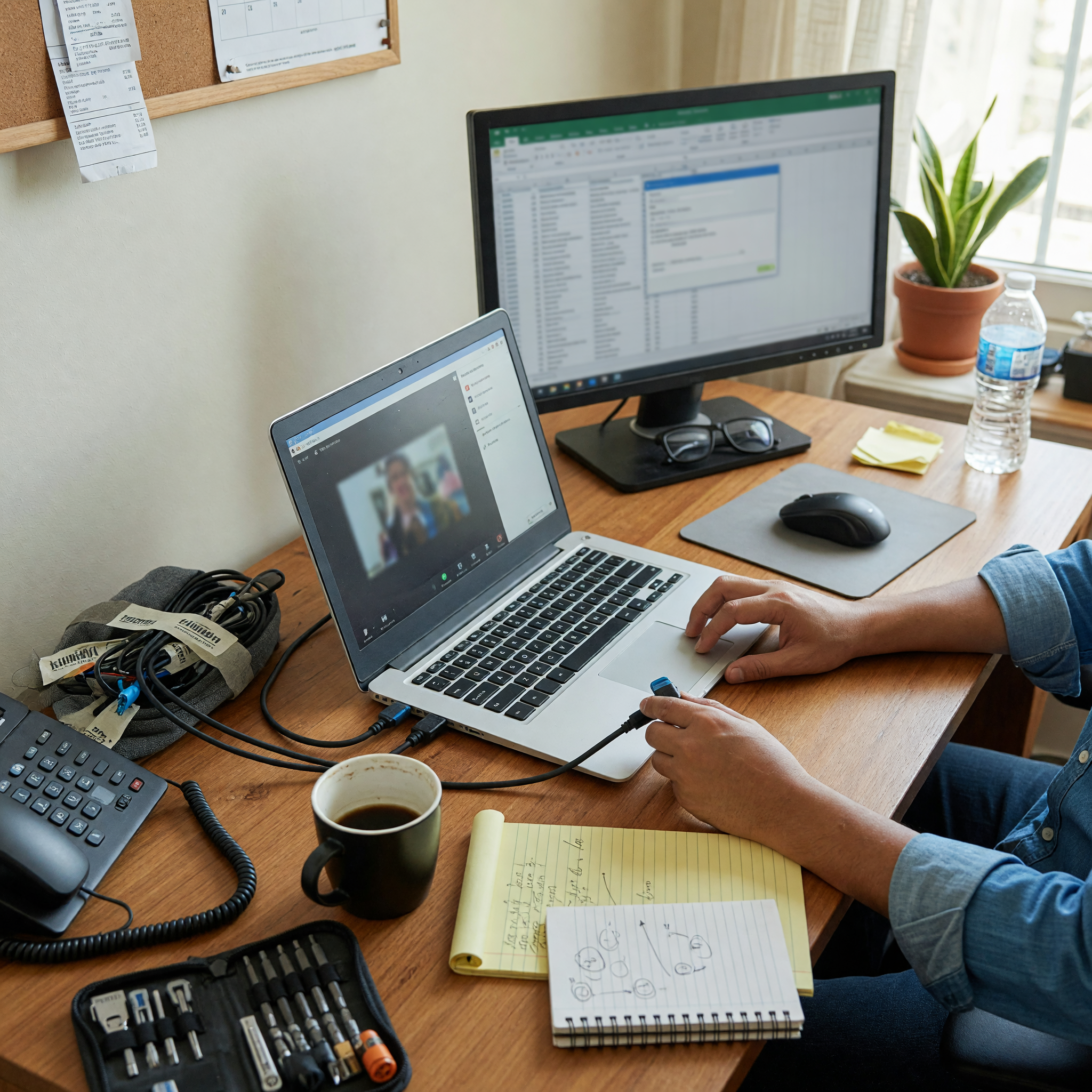 Technician providing on-site and remote computer support