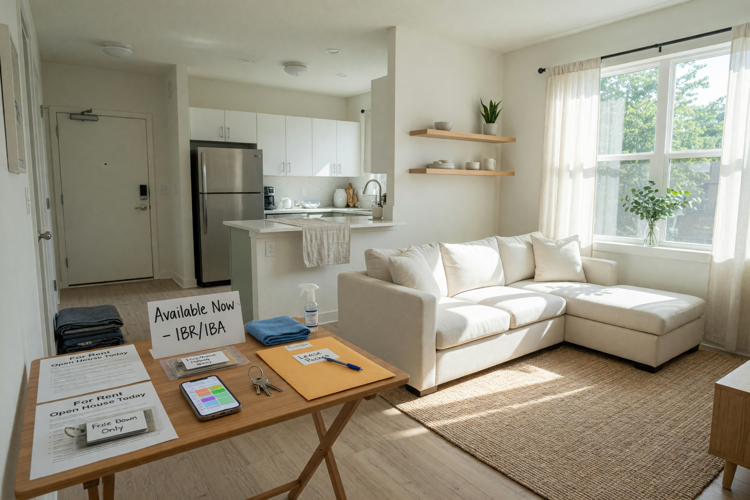 Bright apartment interior with natural light