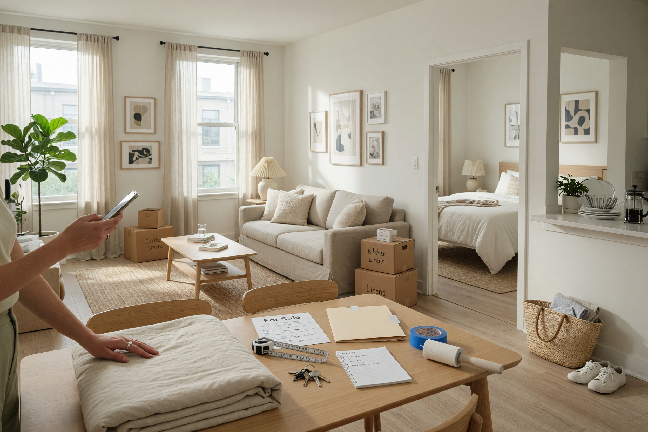 Bright apartment interior with modern finishes