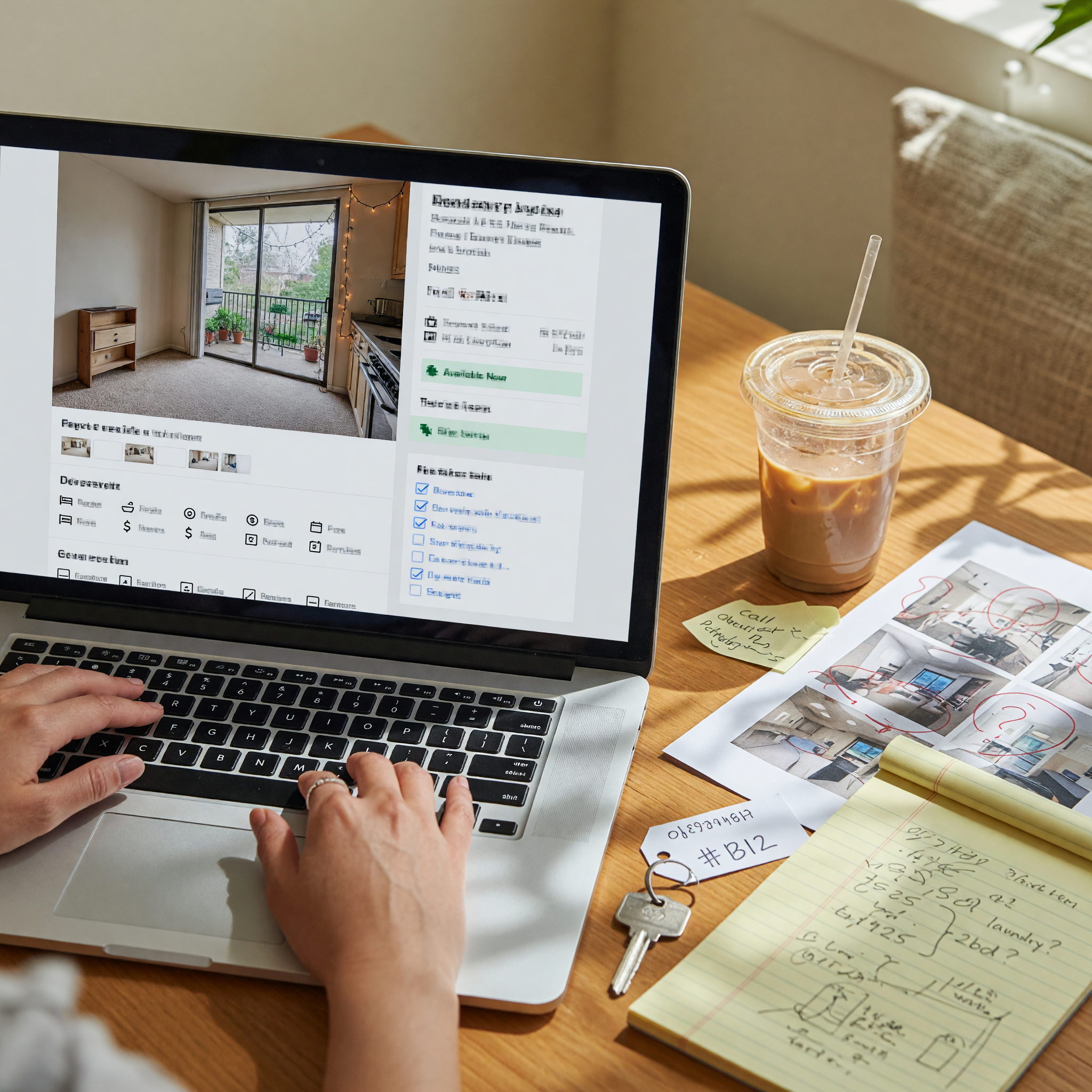 Person comparing apartment rental details on a laptop