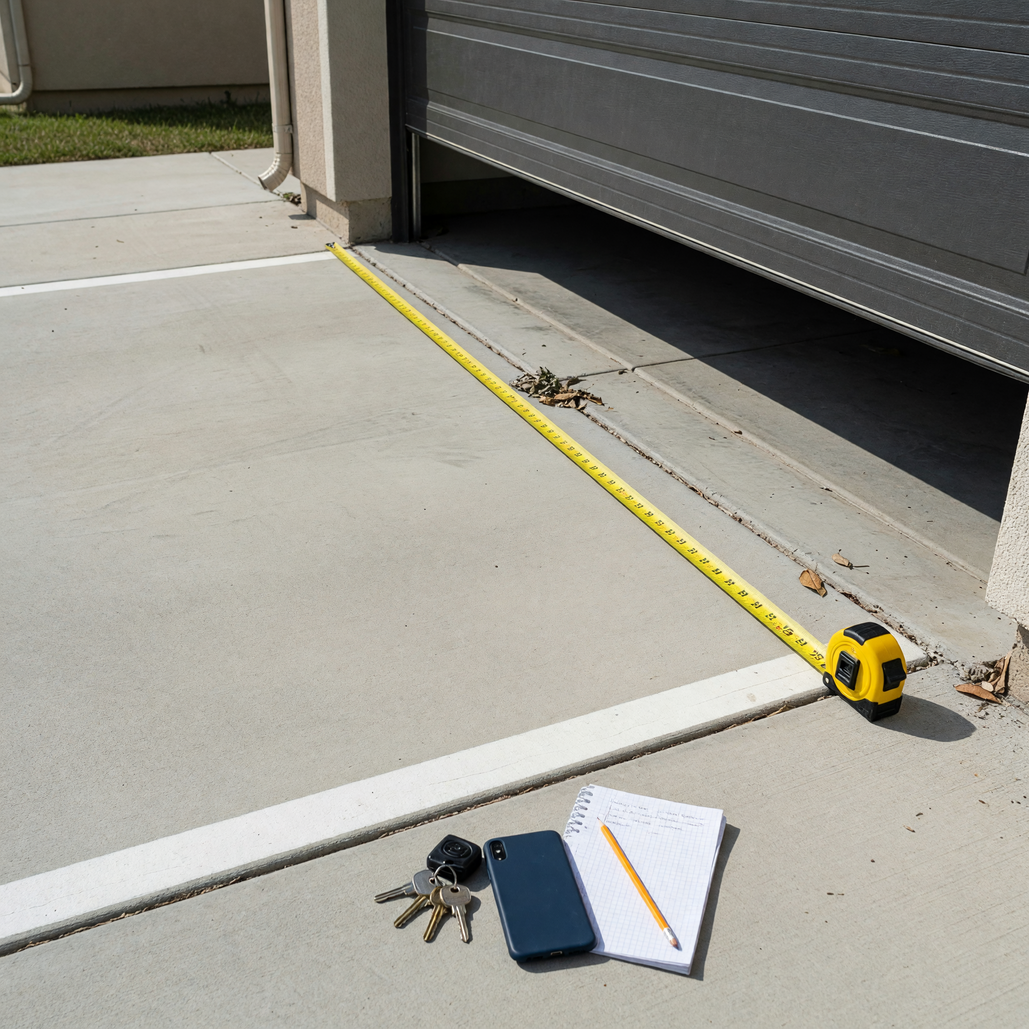 Private parking space entrance prepared for a rental listing