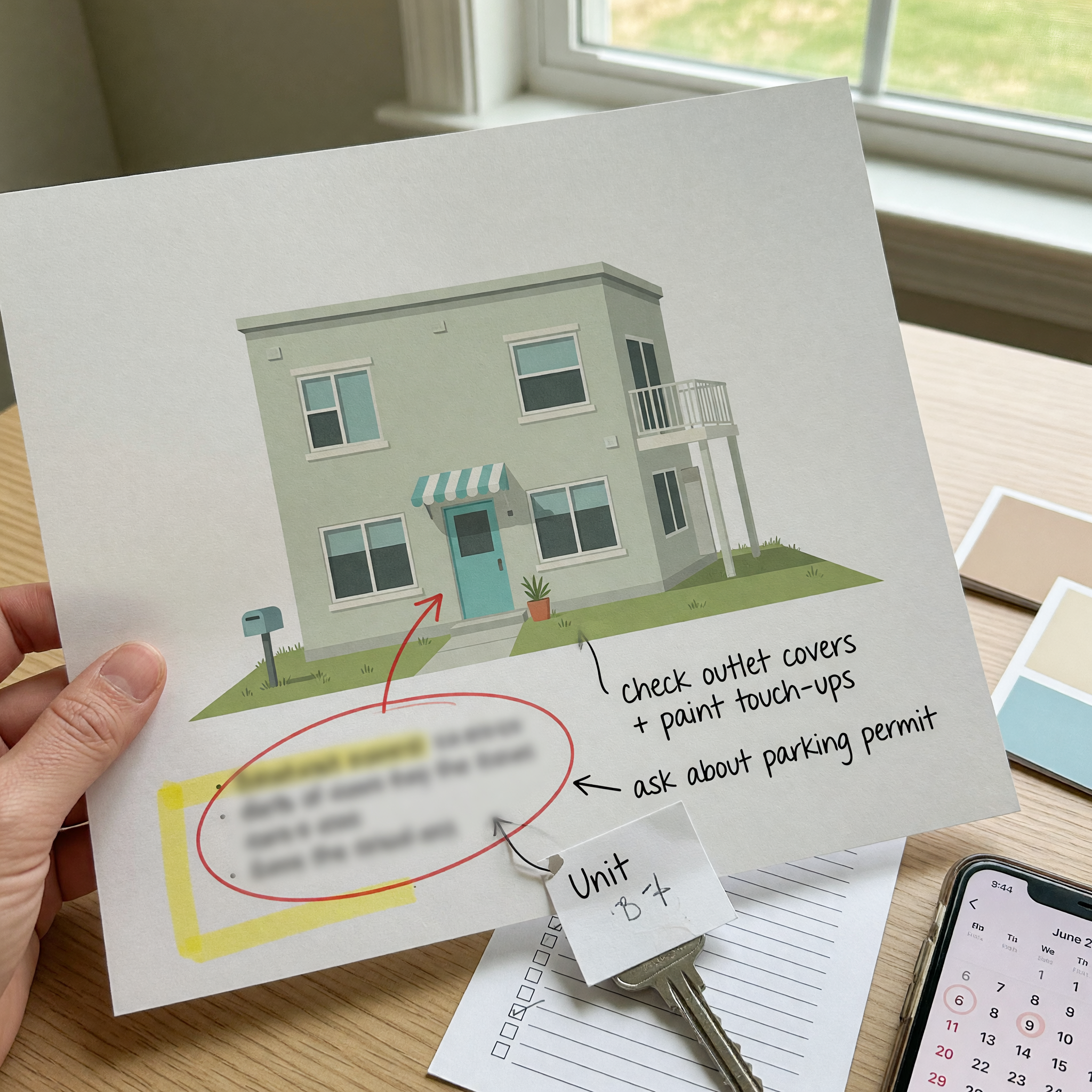 Minimal illustration of an apartment exterior for a rental listing.