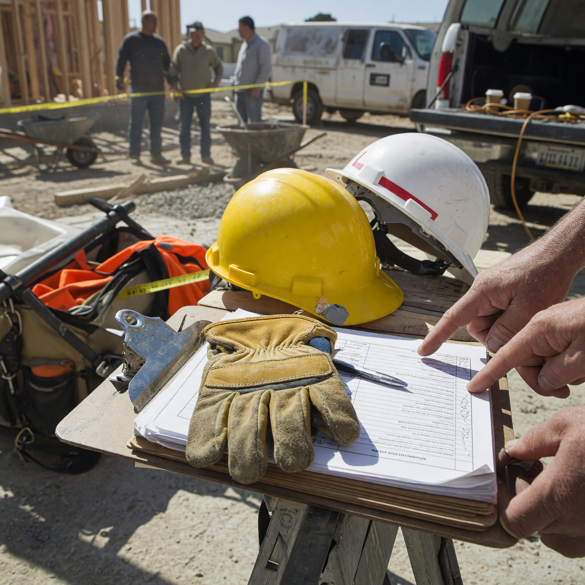 Local construction crew at a worksite with PPE