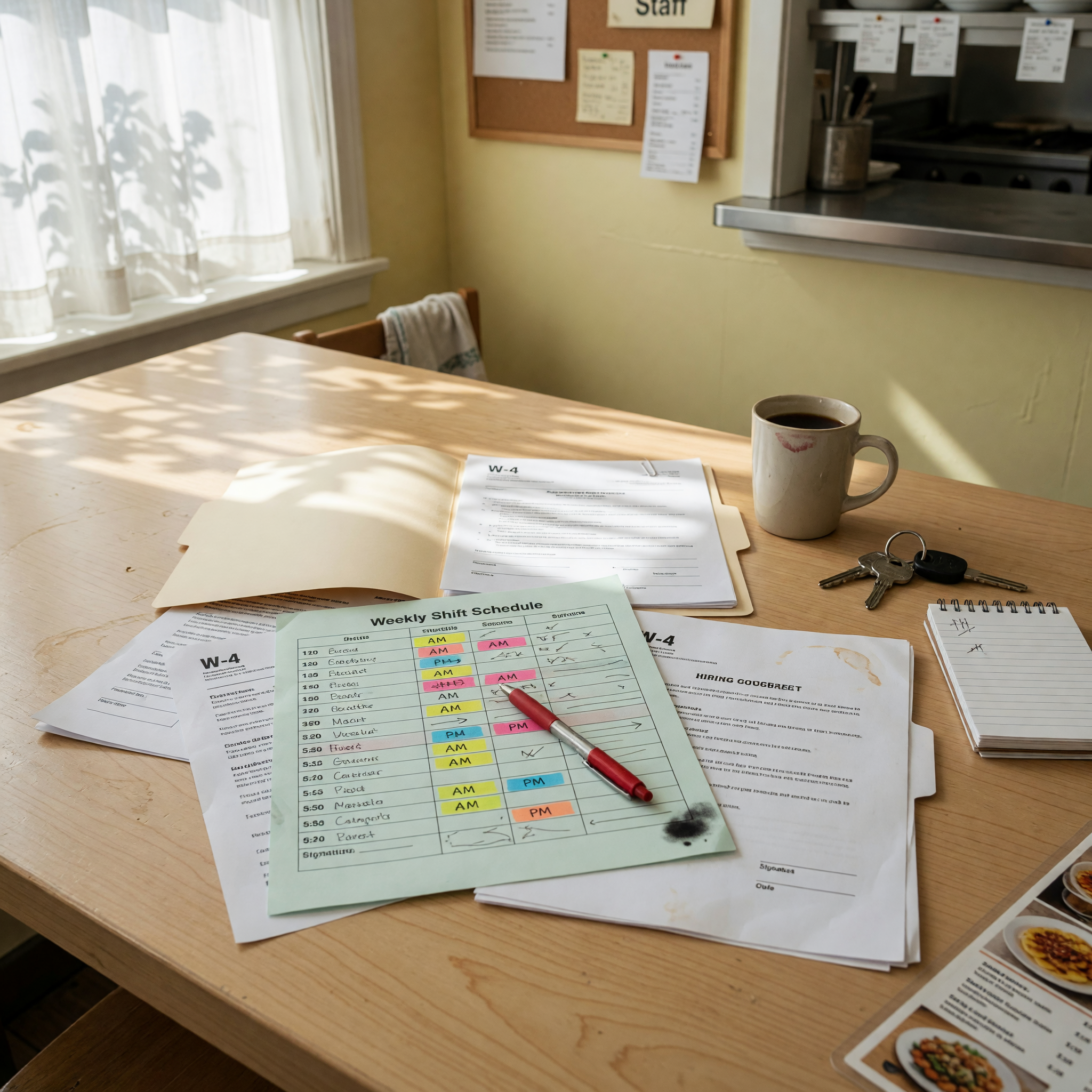 Hospitality team preparing for a busy shift in a restaurant
