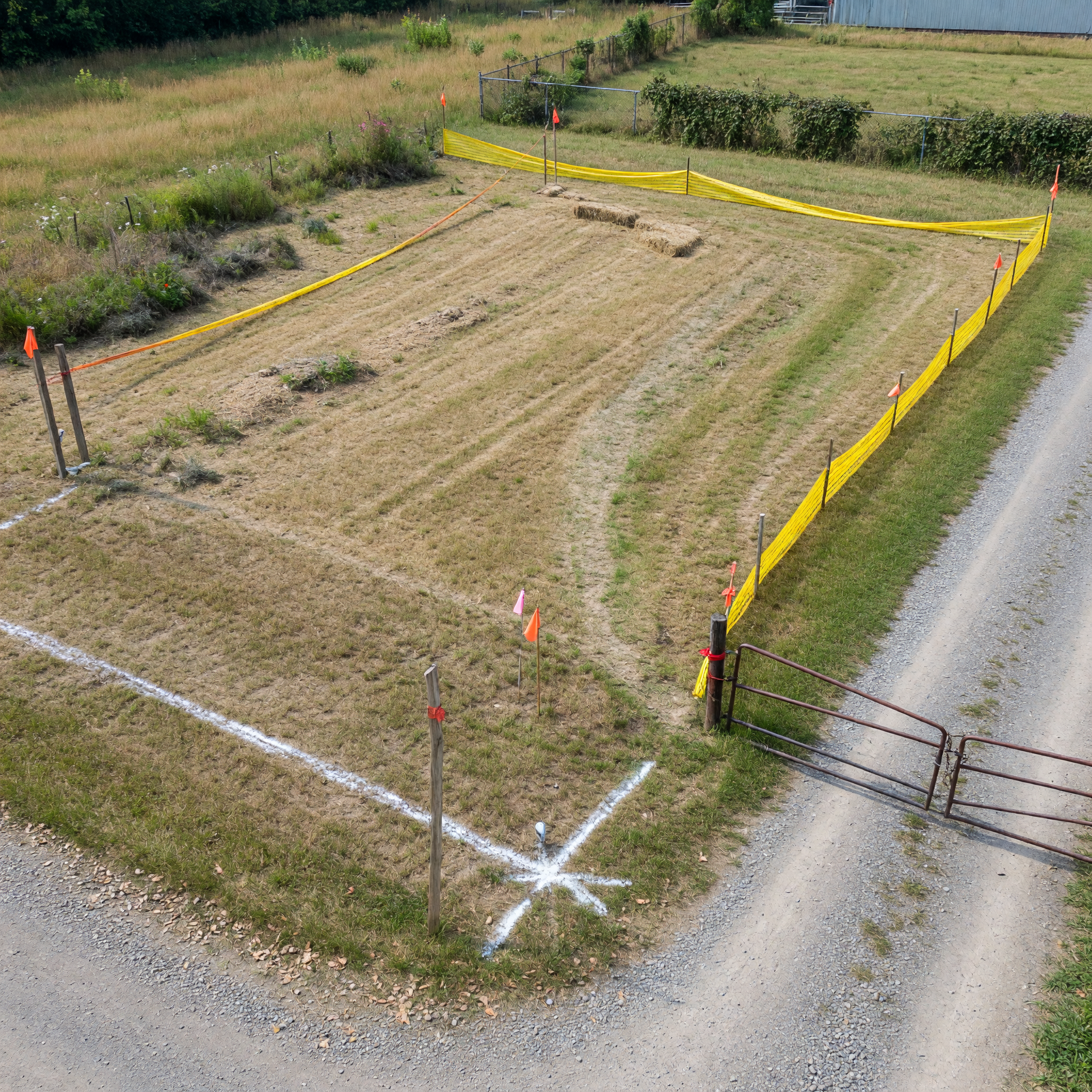 Land parcel viewed from above with visible boundaries and access