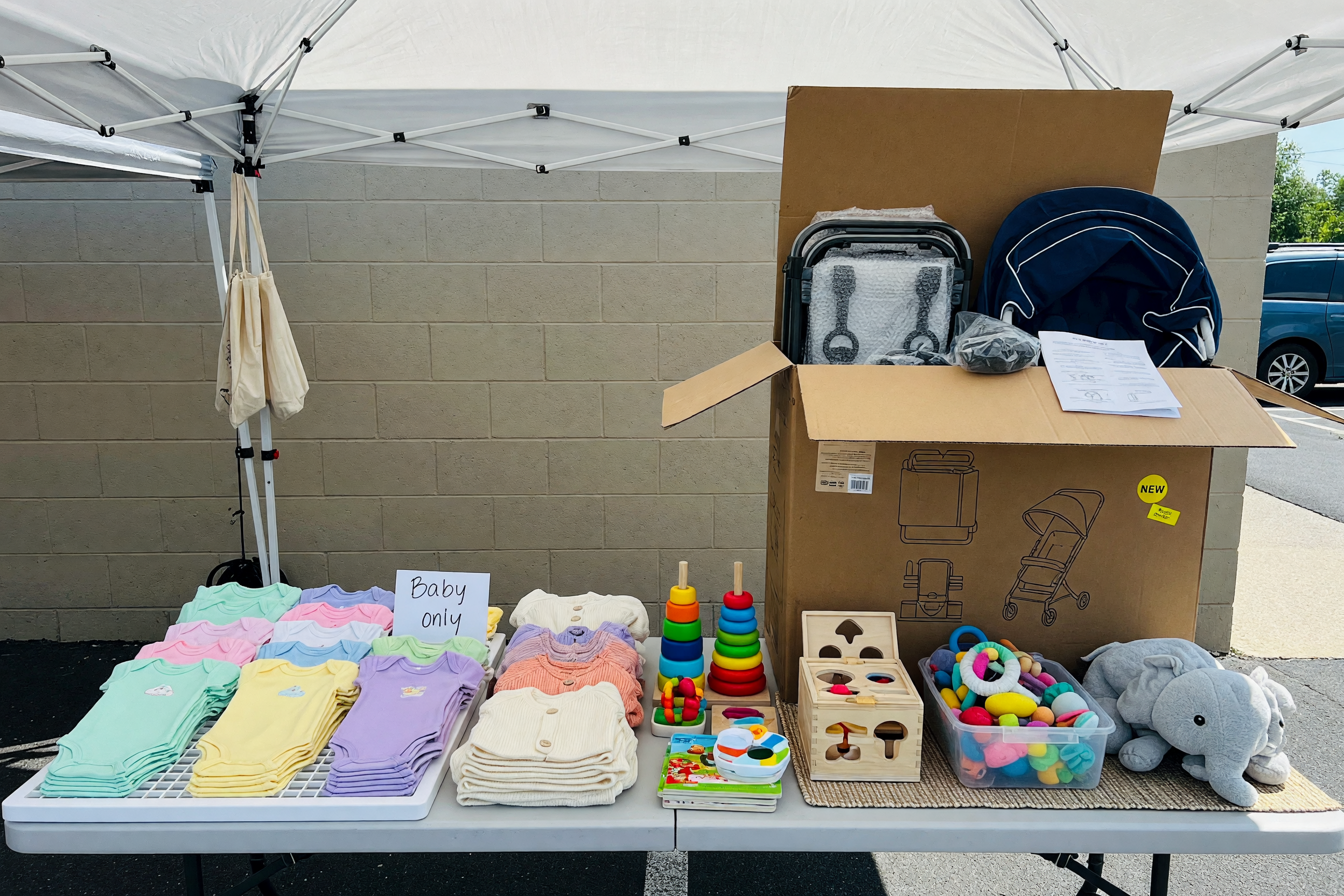 Neatly arranged children’s items ready for same-day local pickup.