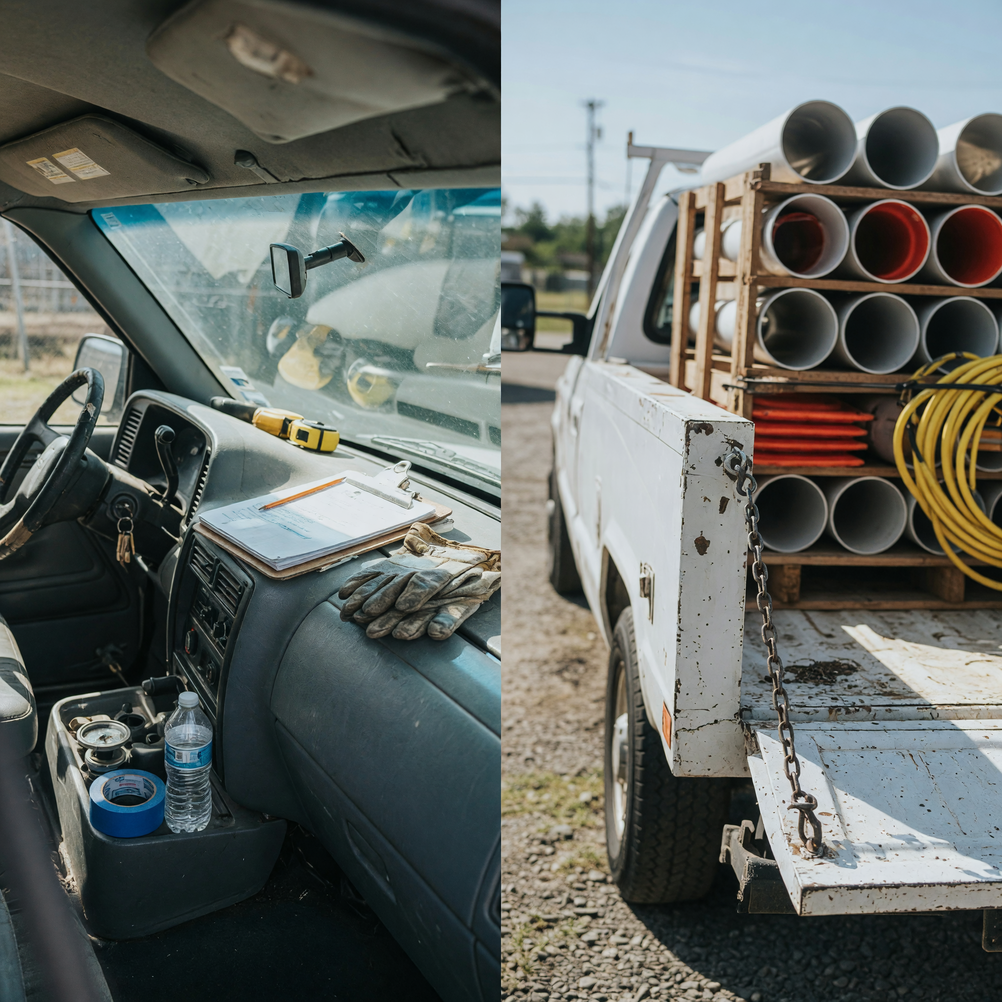 Work truck interior and cargo area shown for listing detail