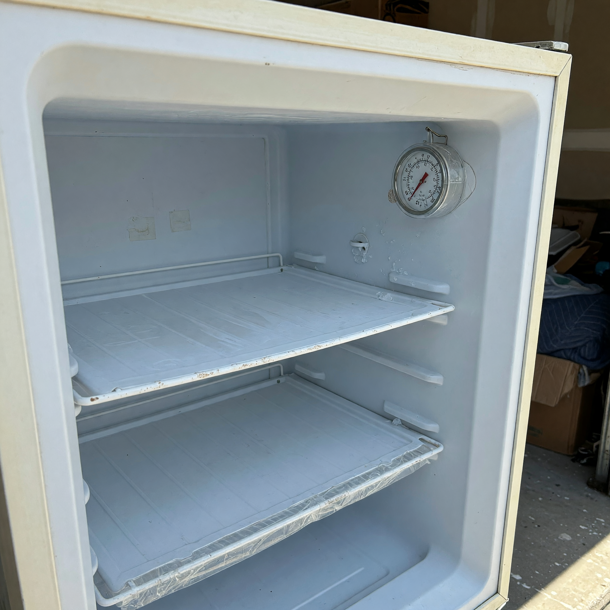 Freezer interior showing it is cold and working
