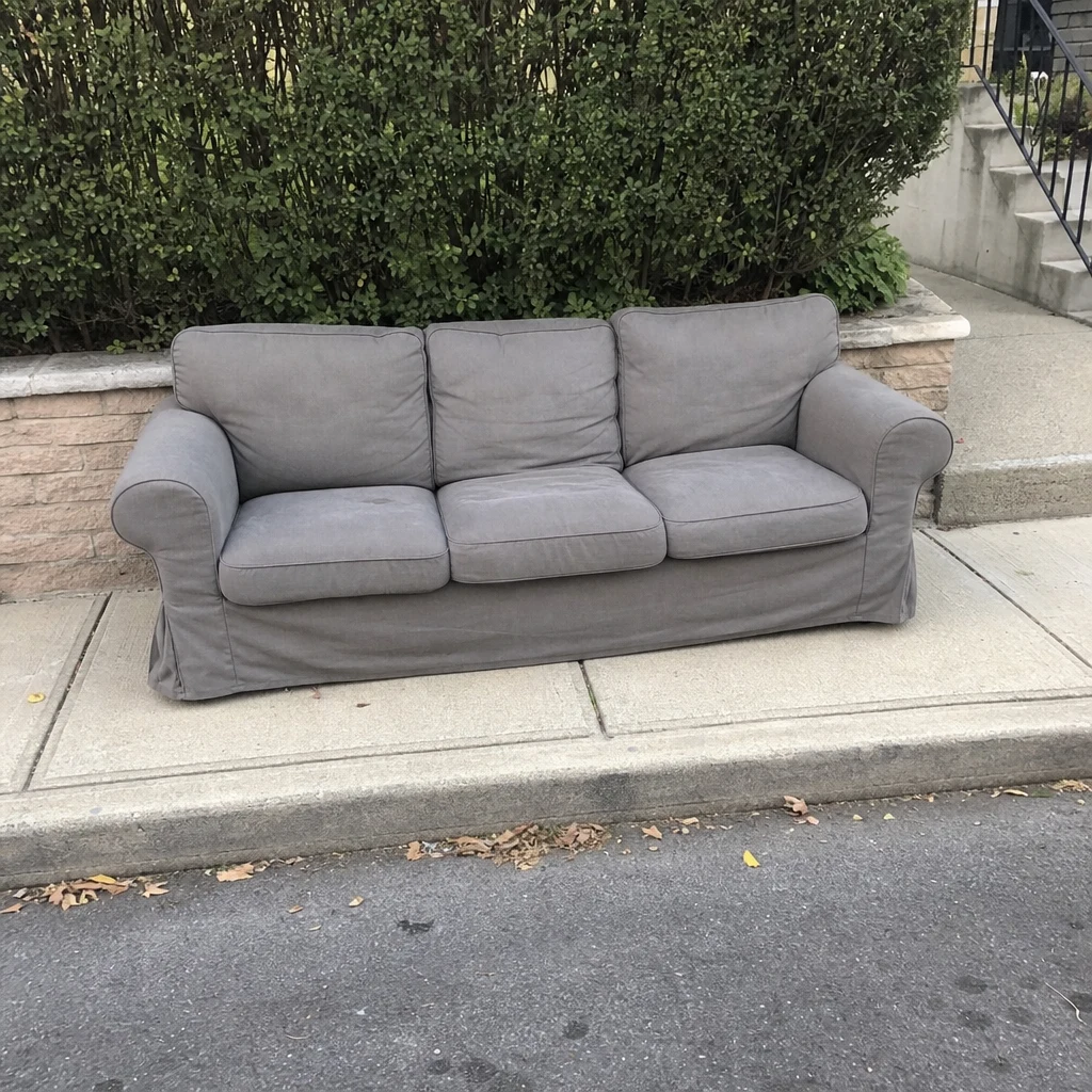 Free Stuff for Sale in Brooklyn, New York: Free Gray 3-Seat Sofa — Clean, Curb Pickup — Brixaz